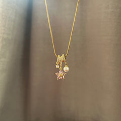 Bloom charms necklace (Pink)