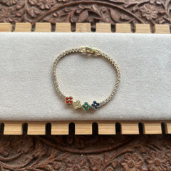 Rainbow clover tennis bracelet