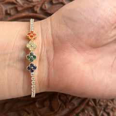 Rainbow clover tennis bracelet
