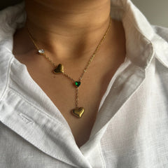 Emerald Heart Lariat Necklace