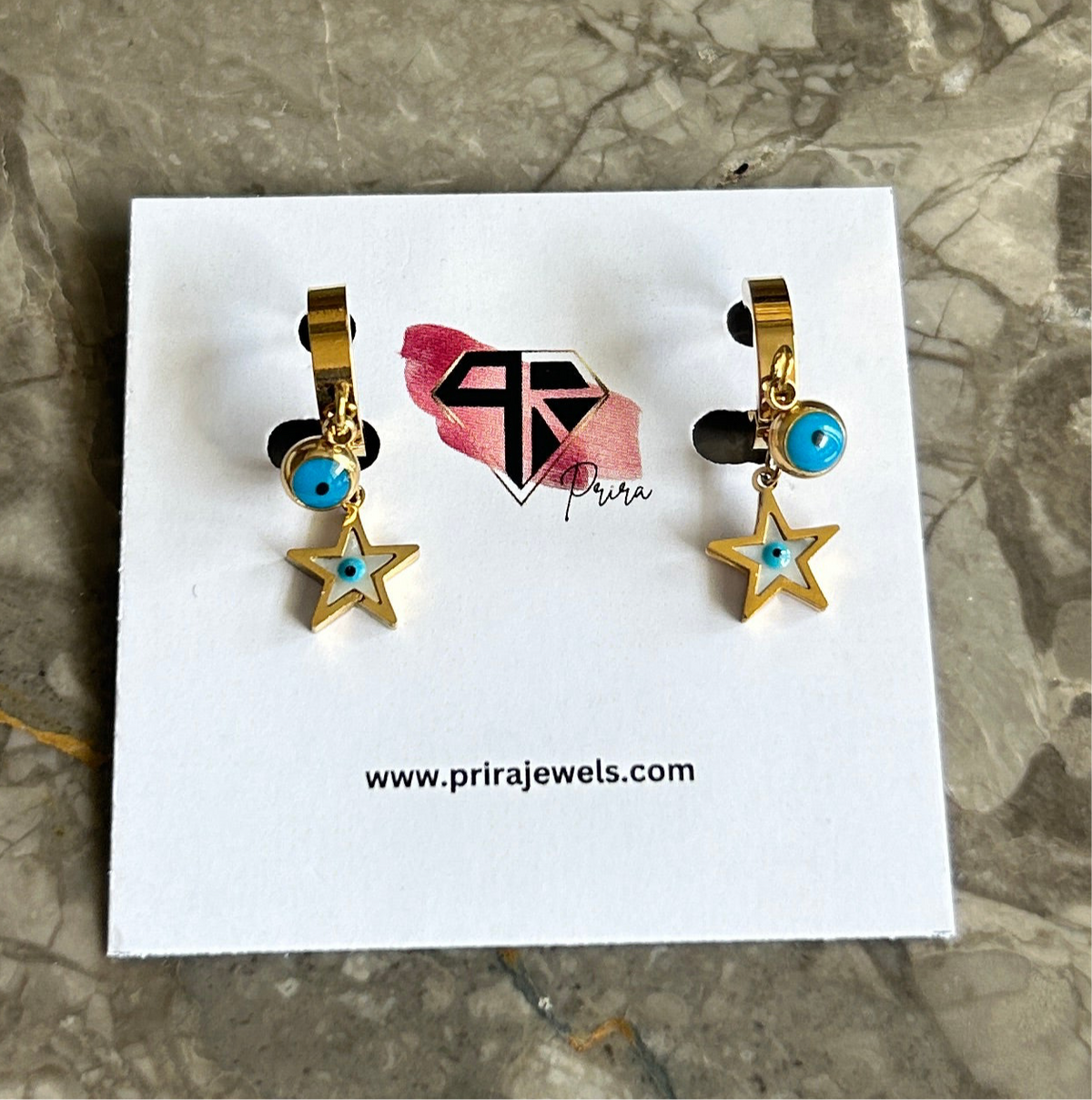 Star evil eye hoops