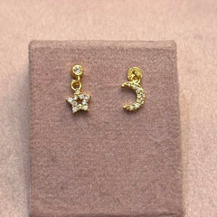 Moon star flatback earrings (1 moon and 1 star)