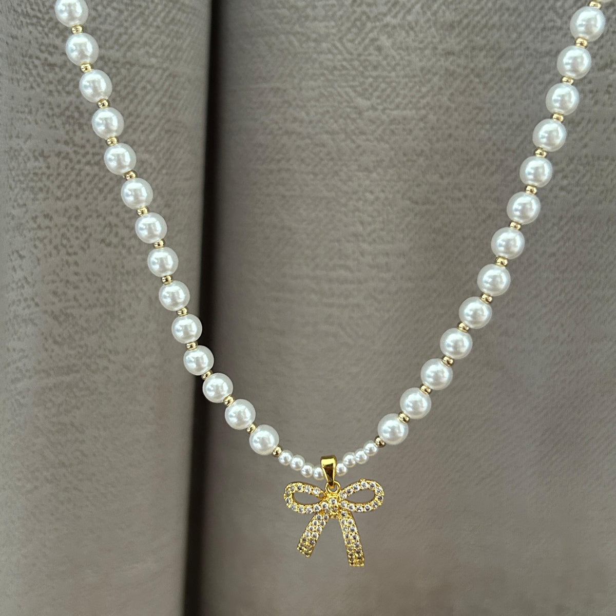 Pearl Bow Necklace