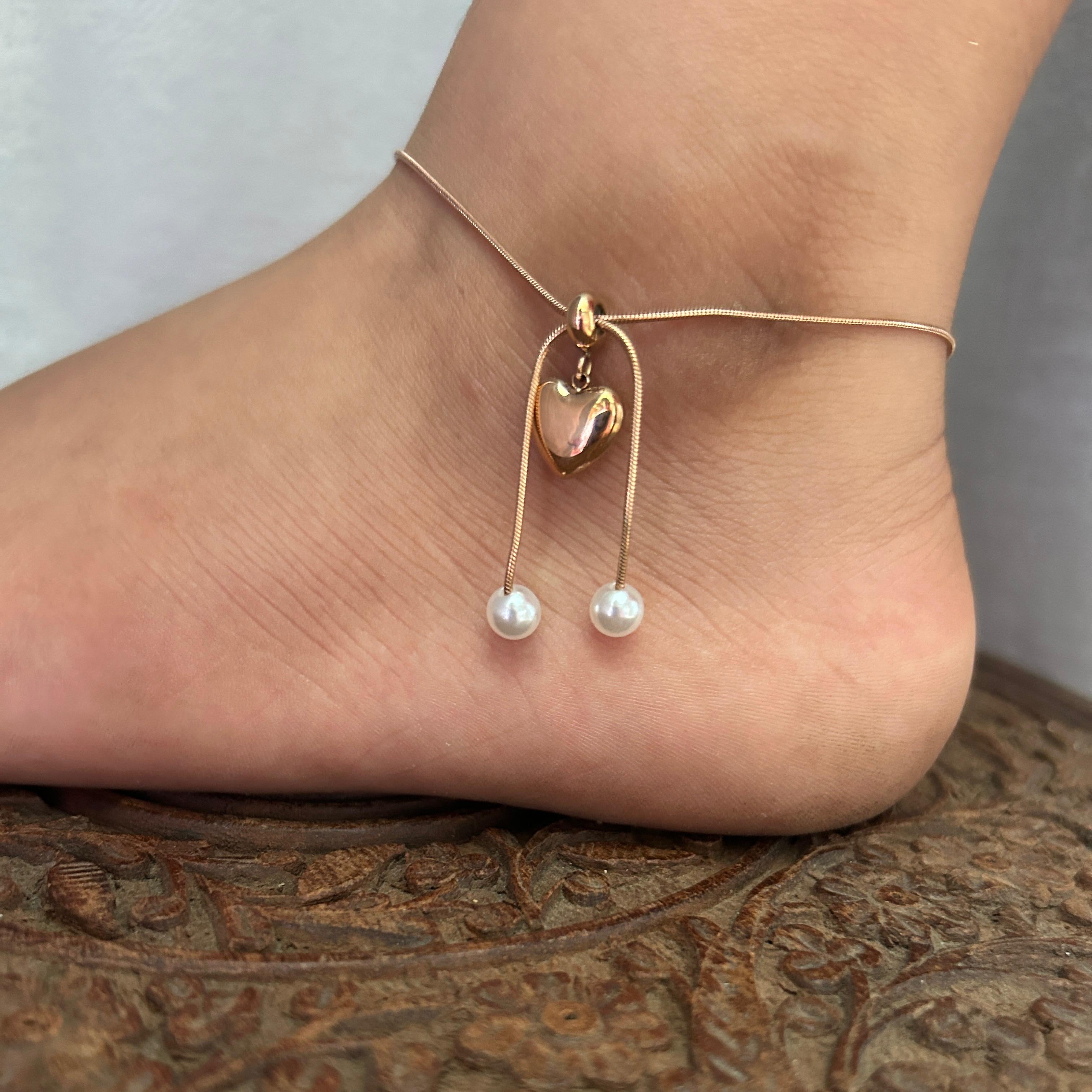 Heart Pearl Anklet