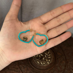 T Heart Enameled Hoops